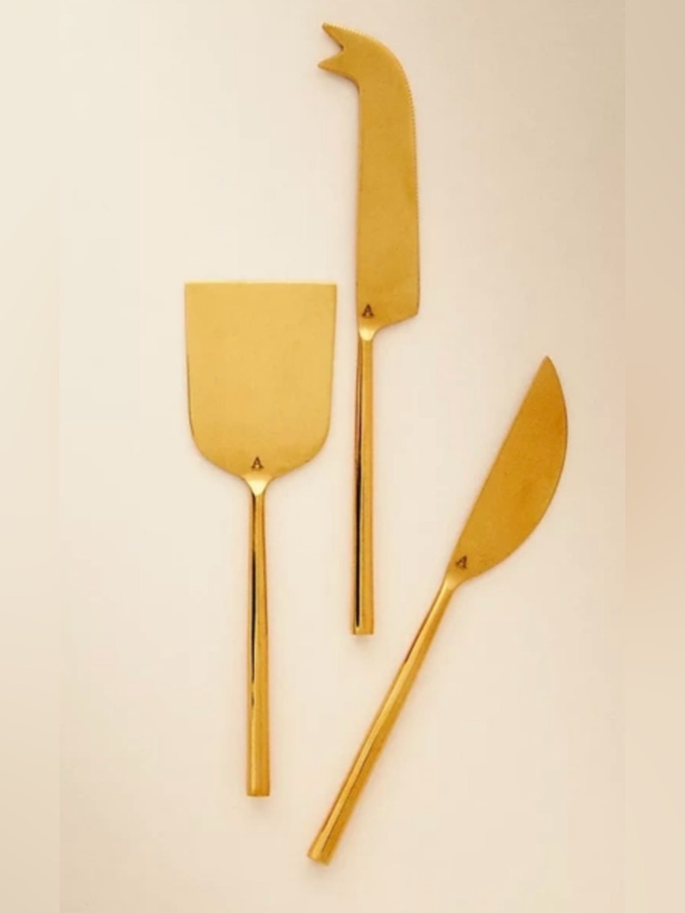 Anthropologie Gather Streamlined Gold Cheese Knife Set